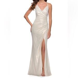 La Femme Women’s Long Formal Fitted Dress Metallic Sz 8